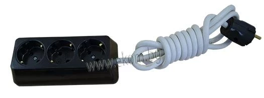 801TH47 Съединител троен с шнур-2m 3x1.5 черен