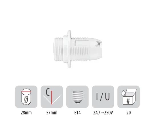 806PB08 Фасунга с ринг бяла Е14