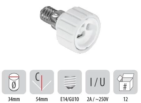 806PB02 Фасунга адаптер E14/GU10