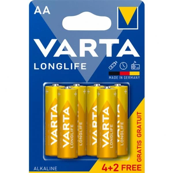 902VR25 Алкални батерии Varta Longlife АA LR6 4+2 бр.