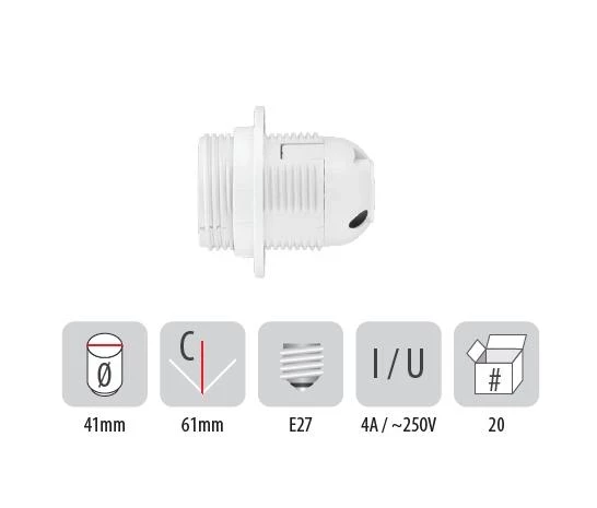 806PB07 Фасунга с ринг бяла Е27