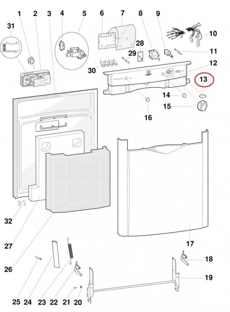 Бутон ON-OFF 143006-INDESIT