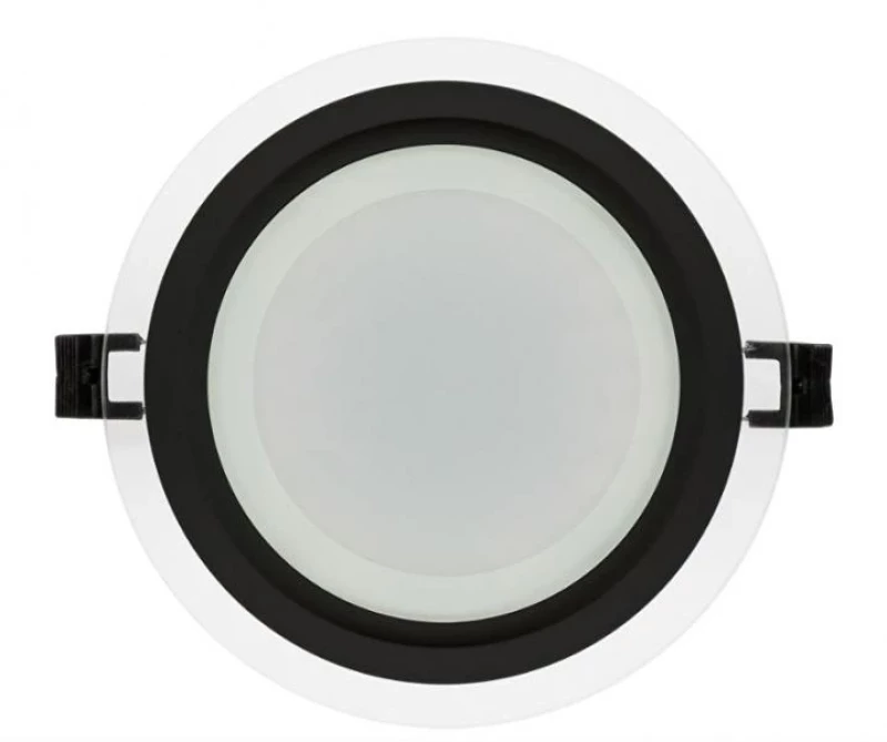 LED стъклен панел за вграждане, кръг, 18W, 4200K, 220-240V AC, IP44, черен ринг