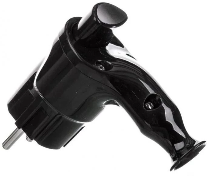 802TX00 Ъглов щепсел 230V 16A с избутване черен TP-05 (CZ)