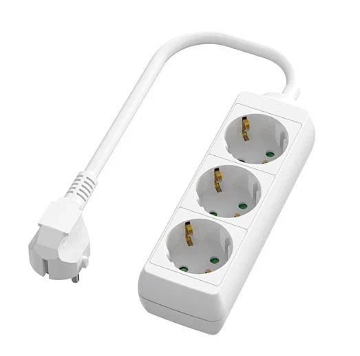 Разклонител с 3 Шуко гнезда, 3 метра, бял