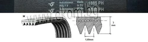 116LG287A Ремък 1885мм H8 гумен