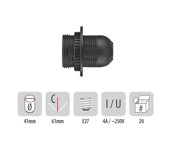 806PB05 Фасунга с ринг черна Е27