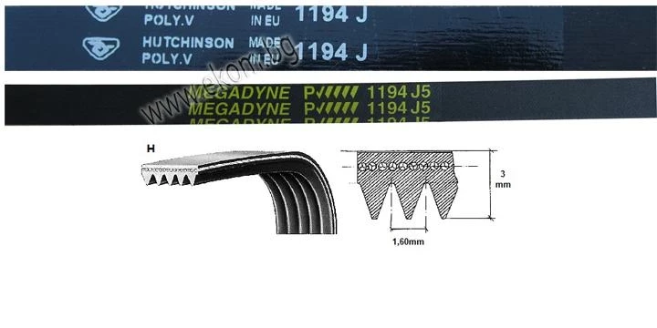 116LG128 Ремък 1194мм J5 гумен