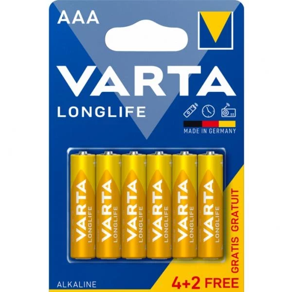 902VR24 Алкални батерии Varta Longlife AAA LR03 4+2 бр.