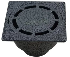 Снимка на 103WT22 Сифон подов алуминиев прав квадратен - сребро шагрен - Ф 50