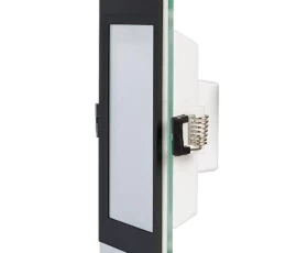 Снимка на LED стъклен панел за вграждане, квадрат, 18W, 4200K, 220-240V AC, IP44, черен ринг