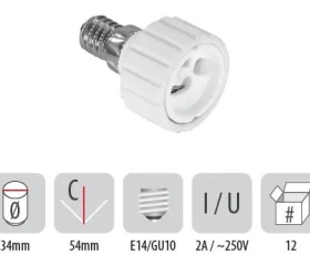 Снимка на 806PB02 Фасунга адаптер E14/GU10