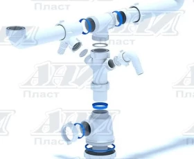 Снимка на 170WT26 ДВОЕН СИФОН 1 1/2" С ИЗВОД ЗА ПЕРАЛНЯ И СЪДОМИЯЛНА A3620EU