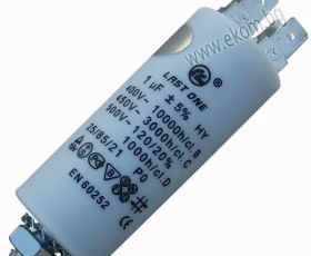 Снимка на 112LG65A Кондензатор 1mF/450VAC с кабелни обувки