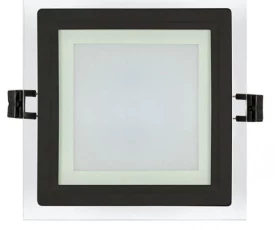 Снимка на LED стъклен панел за вграждане, квадрат, 6W, 4200K, 220-240V AC, IP44, черен ринг