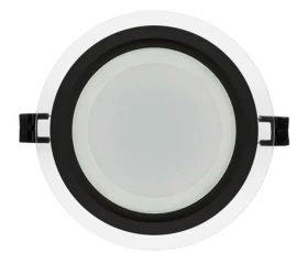 Снимка на LED стъклен панел за вграждане, кръг, 18W, 4200K, 220-240V AC, IP44, черен ринг
