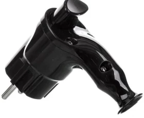 Снимка на 802TX00 Ъглов щепсел 230V 16A с избутване черен TP-05 (CZ)