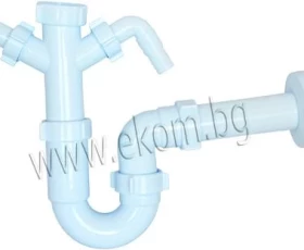 Снимка на 170WT23 ТРЪБЕН СИФОН 1 1/2" С ИЗВОД ЗА ПЕРАЛНЯ И СЪДОМИЯЛНА С ТРЪБА 40 Х 200 И РОЗЕТКА D1120PLEU