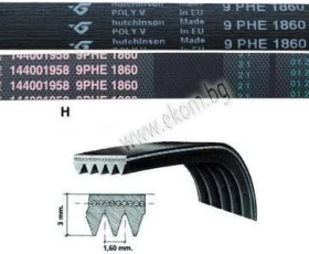 Снимка на 116LG400A Ремък 1860мм EPH9 гумен