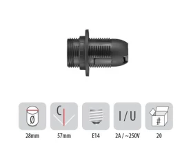 Снимка на 806PB06 Фасунга с ринг черна Е14