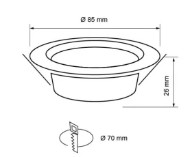 Снимка на LED ЛУНА ЗА ВГРАЖДАНЕ НАСОЧЕНА IP44 6.5W, 4200K, 220V, неутрална светлина, SMD2835, 45° бяла