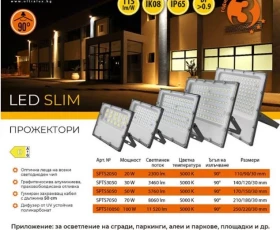 Снимка на LED Slim прожектор 30W, 5000K, 220-240V AC, IP65 неутрална светлина