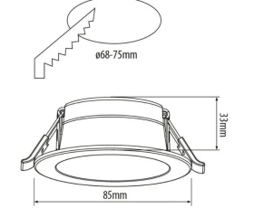 Снимка на LED Smart димираща луна за вграждане, Bluetooth/Wi-Fi, 6W, 3000К-6500К/RGB, 220-240V AC, IP44