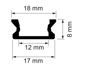 Снимка на Алуминиев профил за LED лента, плитък, 2м