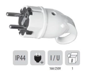 Снимка на 802PB21 Щепсел 16А двуполюсен бял WT-16