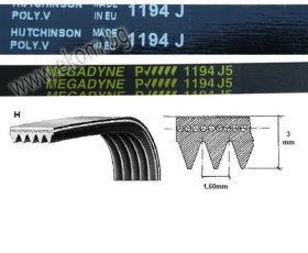 Снимка на 116LG128 Ремък 1194мм J5 гумен