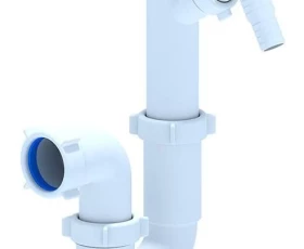 Снимка на 170WT24 ТРЪБЕН СИФОН 1 1/2" Ф40 С ИЗВОД ЗА ПЕРАЛНЯ С ТРЪБА И РОЗЕТКА D1020 PLEU