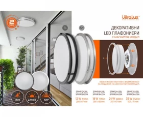 Снимка на Декоративна LED плафониера 12W, 4200K, 220-240V AC, черна, кръг, IP20