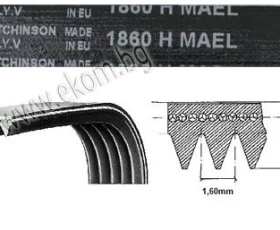 Снимка на 116LG110A Ремък 1860мм H8 MAEL гумен