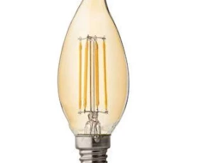 Снимка на LED filament лампа пламък, димираща, 4W, E14, 2500K, 220-240V AC, амбър
