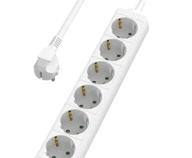 Снимка на Разклонител с 6 Шуко гнезда, 3 метра, бял